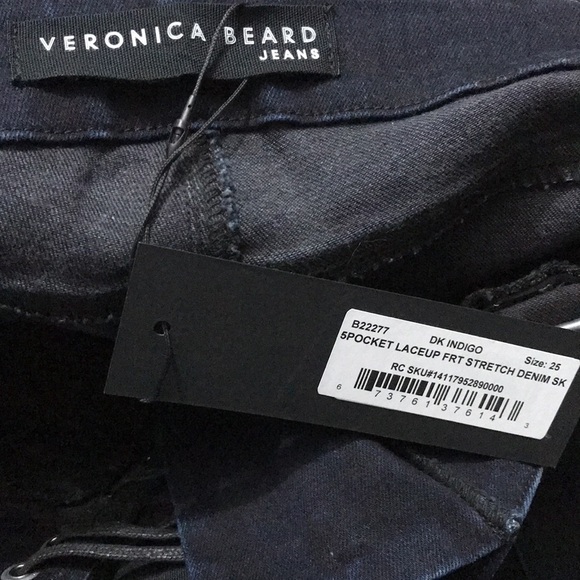 VERONICA BEARD Dark Indigo Lace-up Front Stretch Denim Size 25 - Picture 12 of 15